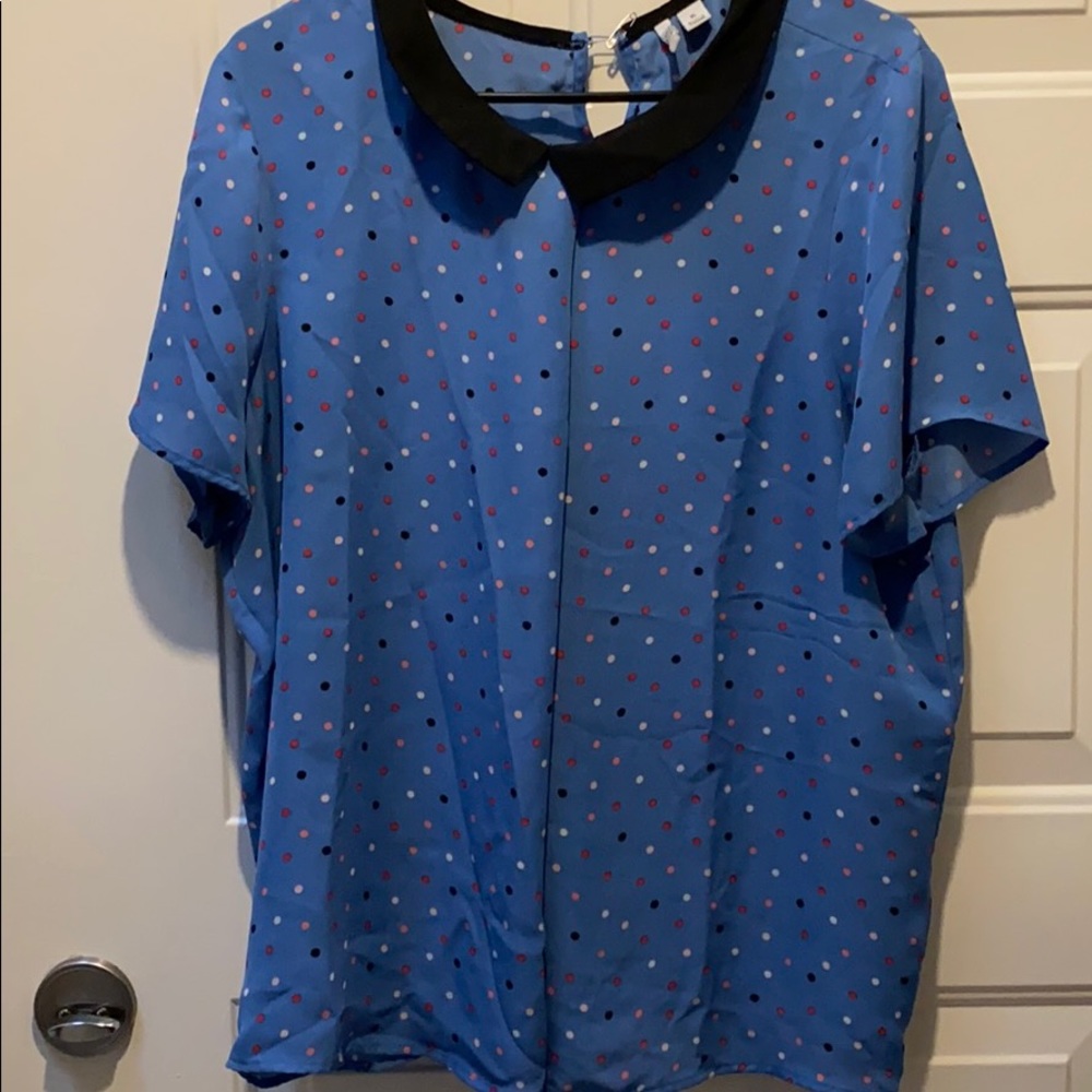 Elle blue polka dot blouse